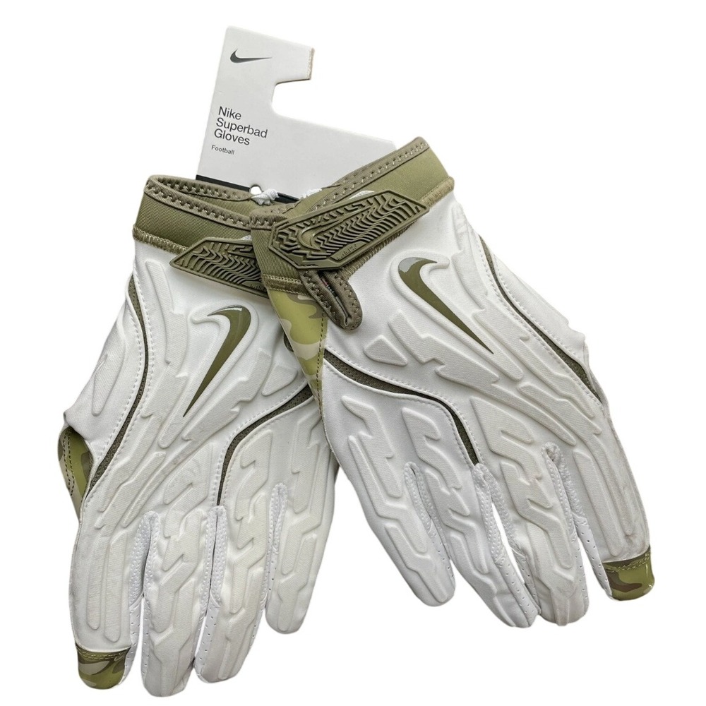 Nike Superbad Football Gloves White Olive Green Camo HQ1121 Size 4XL Mens NEW
